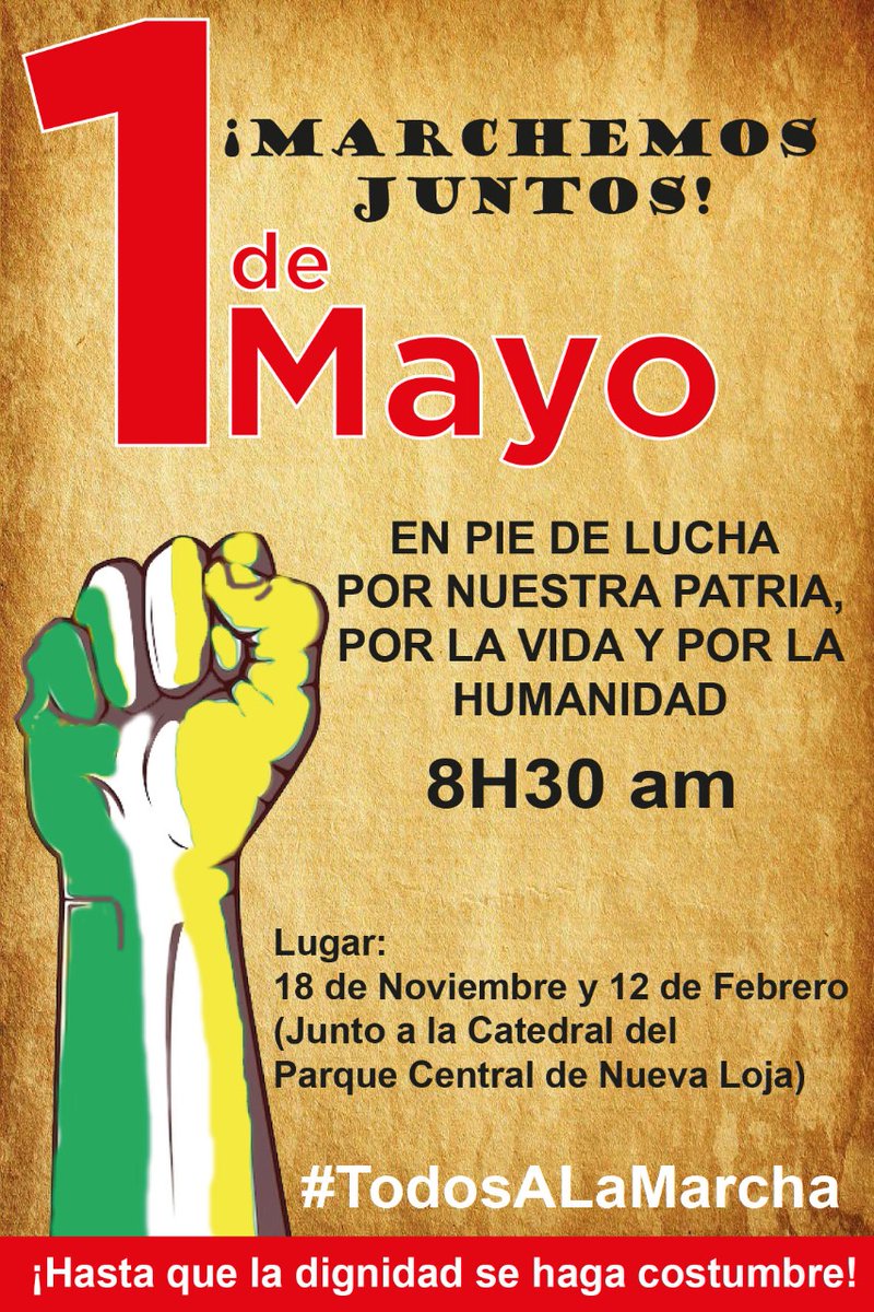 Asotasp sucumbios estará presente en la calles Junto a las organizaciones sociales el primero de mayo por la Reidicasion de Nosotros Derechos