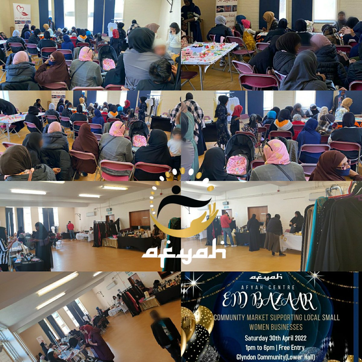 afyahcentre's tweet photo. 📢Massive thank you to all who came and supported our local small businesses at the  Afyah Centre Eid Bazaar today💎🎉 Fantastic vibes and great sales @GlyndonCGroup  #sisterhood #sisterssupport #grassroots #communitygroup 
#localmarket #localbusiness #SmallBusiness  @afyahorg https://t.co/wAMfyQEUZw