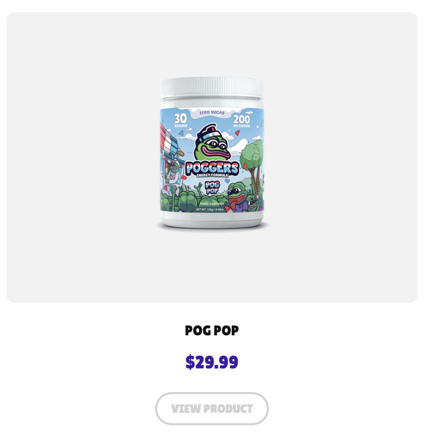 PoggersShop's tweet photo. We’ve got more poggers news for you! Our supply costs were reduced and we want to pass on the savings to you frogs. 

All our tubs are now $29.99 instead of $39.99! 

We are nothing without you frogs! 🥤🐸 https://t.co/JN4mlDkwIs