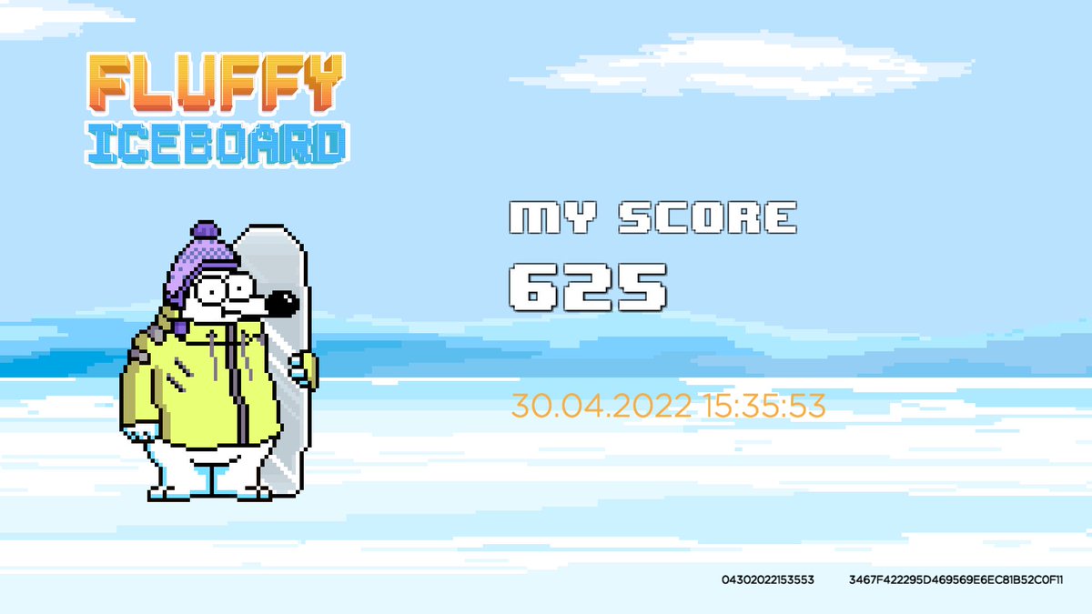 zseldak's tweet photo. I've scored 625 on Fluffy Iceboard created by @polarbearsnft Can you beat my score? #fluffyiceboard https://t.co/aqoR5APLwd https://t.co/KDrhf7fUOv
