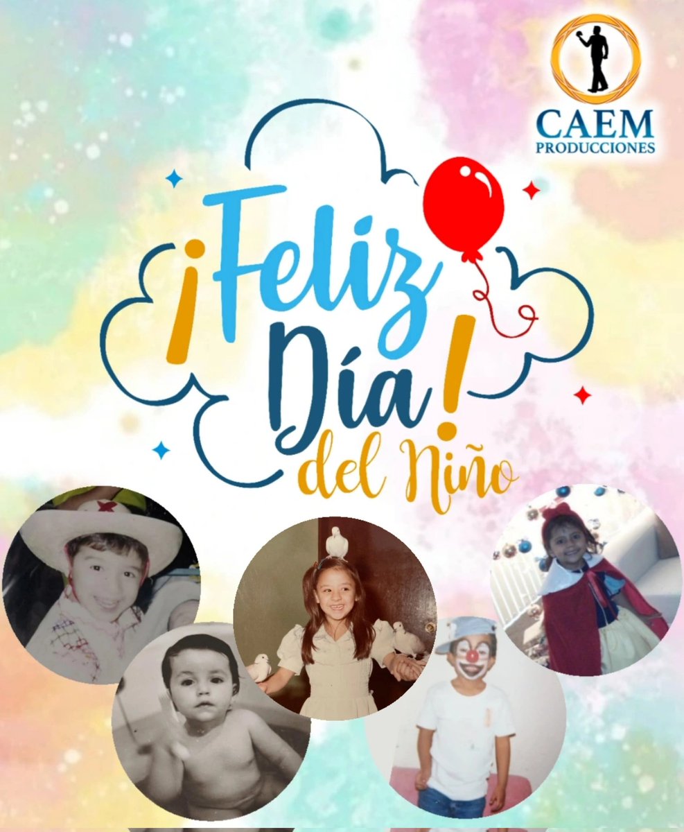 CAEMProd's tweet photo. Muy feliz #DiaDelNiño por parte de todo el equipo 🎊🎈☺️🎭💞 @TapiaFernanda @soyrafasantiz @dagmaruiz @yo_soy_mariana_ https://t.co/qmETUa1eGJ