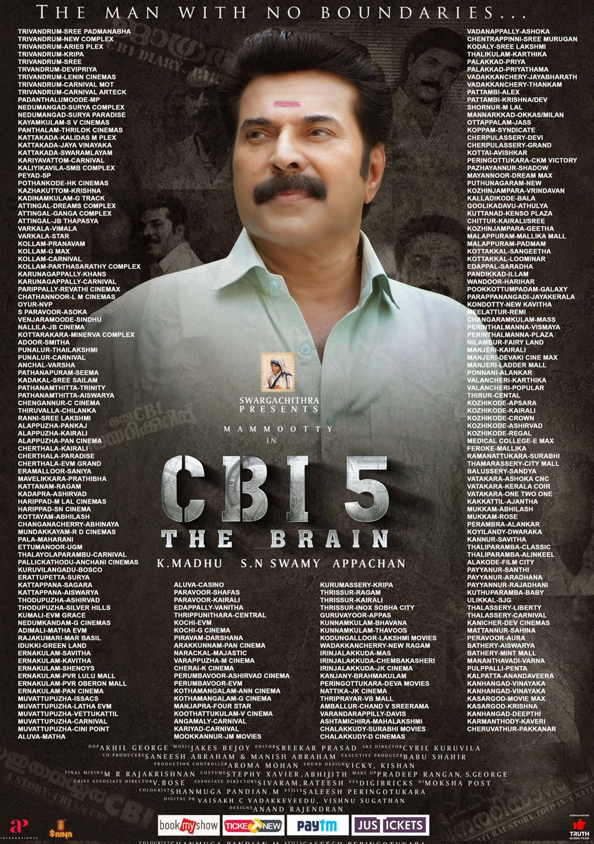 mammukka's tweet photo. #CBI5TheBrain | Kerala Theatre List

@directorkmadhu @CBI5TheBrain https://t.co/lj5qlZOo49
