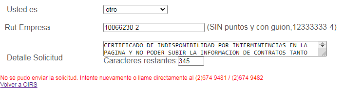 Solangmont's tweet photo. @DirecDelTrabajo sigue mala la plataforma no funcionan la OIRS tampoco ya hoy ultimo dia y nada todo el mes con complicaciones https://t.co/zGtmWOAeD8