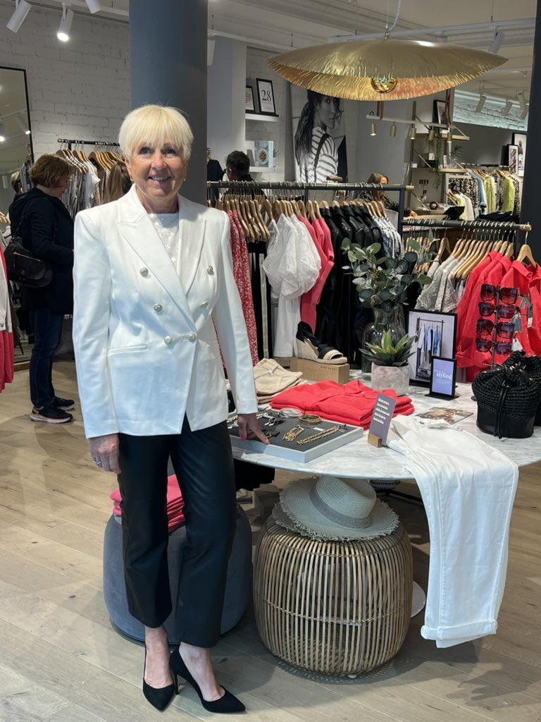 mcmenemy_clair's tweet photo. @WeAreMV_ look at our lovely Eleanor wearing old MV black wide leg faux leather trouser with the new Ivory military jacket , sequin top &amp; skye stilettos - doesn’t Eleanor look fab 💕💕💕 https://t.co/xse8aMR169