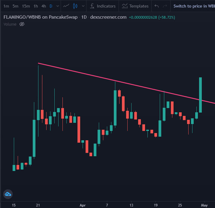 Breakout under way! 🚀🦩

DAILY CHART

#FlamingoCoin #BSCGemsx100 #Breakout