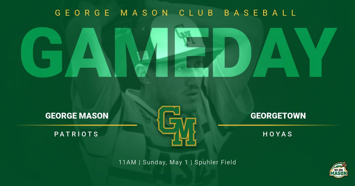 GMUClubBaseball's tweet photo. Your GMU Club Baseball Team is FINALLY back in action Sunday to wrap up the season against Georgetown!! Come out to Spuhler Field, located conveniently right on campus, and cheer us on and celebrate our Seniors who will be playing their final game! See you there! https://t.co/hx6dYAY3V2