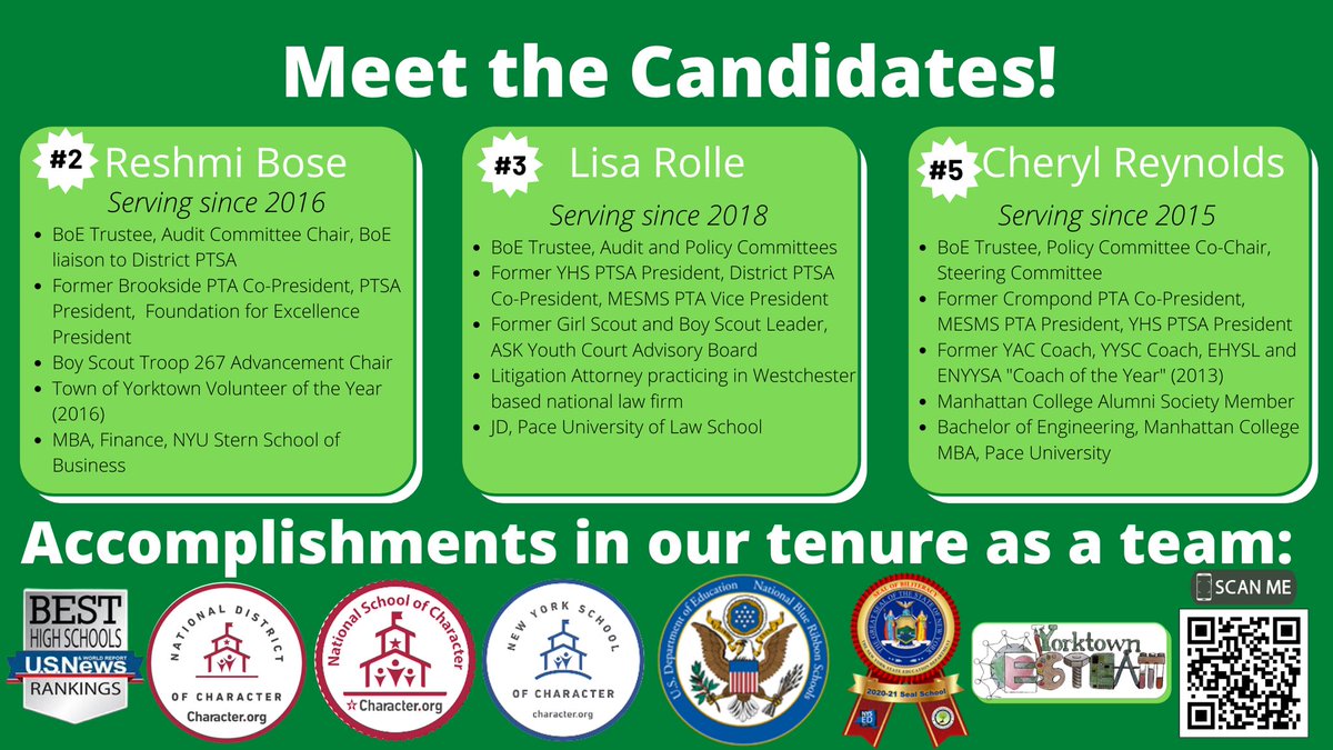 LisaRolle's tweet photo. My fellow Trustees @cheryl1reynolds, @boseresh and I look forward to the opportunity to continue to advance @YCSD in the forward direction for the benefit of our students and entire community. Please vote on May 17 at French Hill School 7 am to 9 pm. https://t.co/3fQ9Dk30hc
