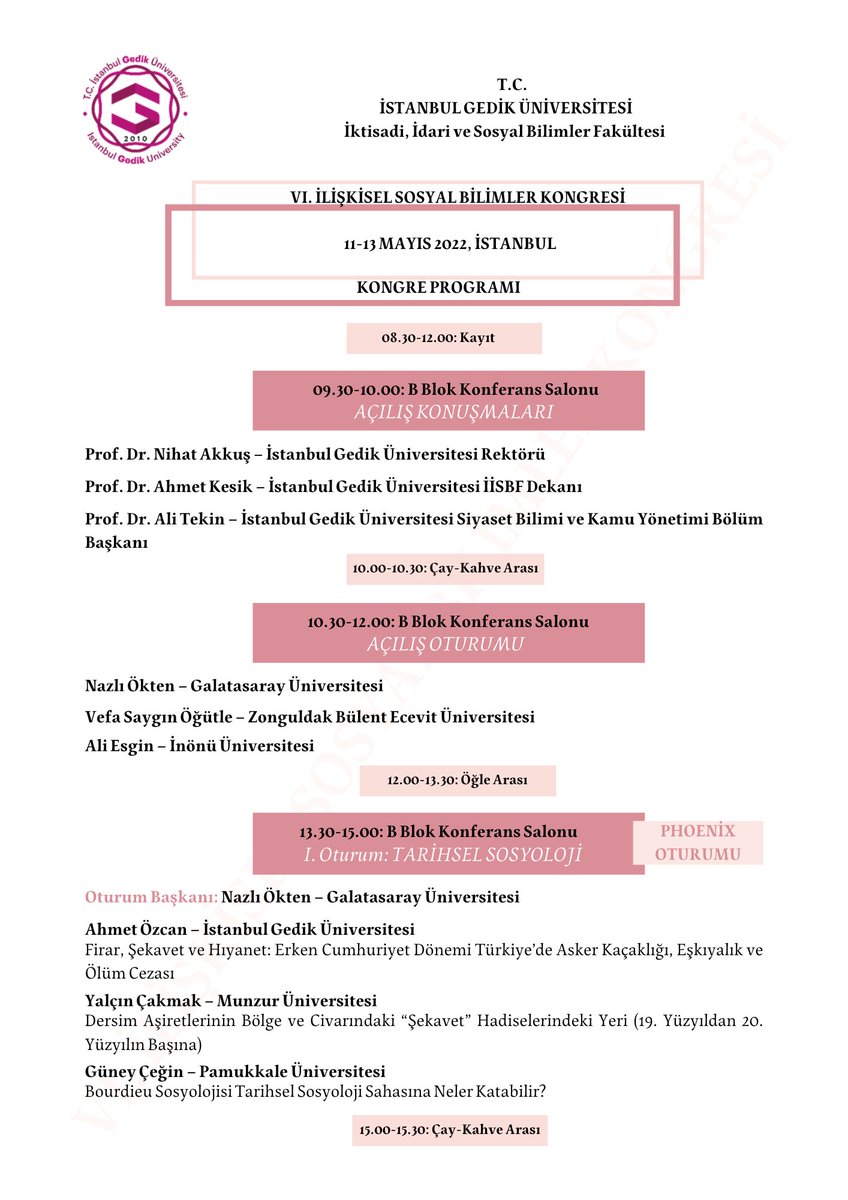 Stratadergi's tweet photo. 11-13 Mayıs tarihlerinde İstanbul Gedik Üniversitesi'nde düzenlenecek olan VI. İlişkisel Sosyal Bilimler Kongresi'nin güncel programına ve pdf bağlantısına https://t.co/Yw6BA637Kx adresinden erişebilirsiniz. https://t.co/ob8RilTQP5