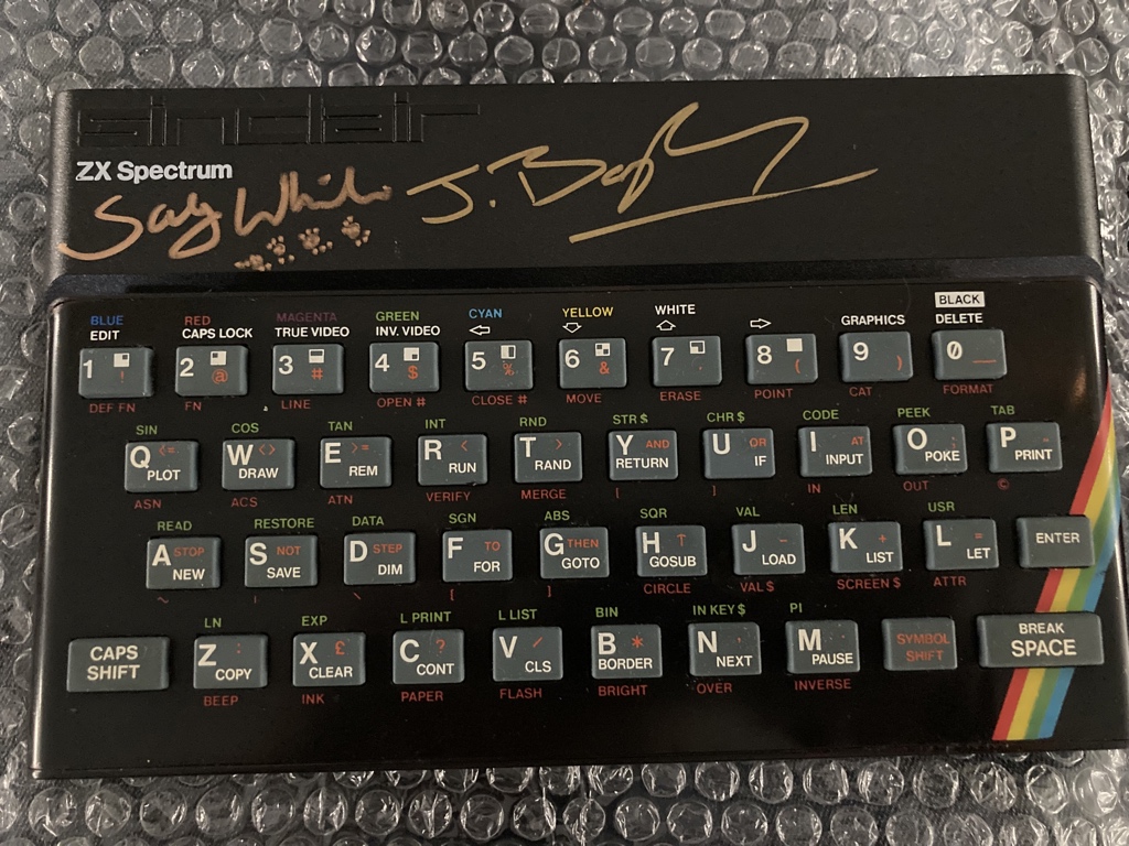 SpectrumNez's tweet photo. Don’t you wish your #ZXSpectrum was as sexy as mine? (Signatures by @JimBagley69 and Sandy White!)
#spectrum40 #Walsall #RetroGaming https://t.co/aVD751bWXD