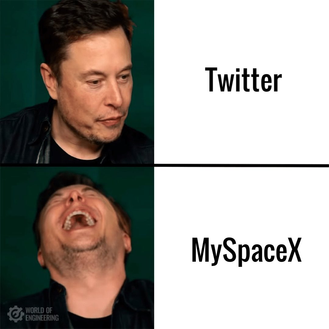 _____JustMe__'s tweet photo. Makes sense for @elonmusk 🤣 to rename @Twitter to #MySpaceX 🎹 https://t.co/J0286GgzDC