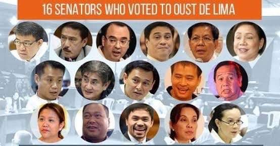 MoraldeF's tweet photo. Just to remind that 16 senator including dick gordon, zubiri,villanueva,nd binay ousted sen. Delima. Be vigilant, NO VOTE for them. https://t.co/hvjYfMGJEZ