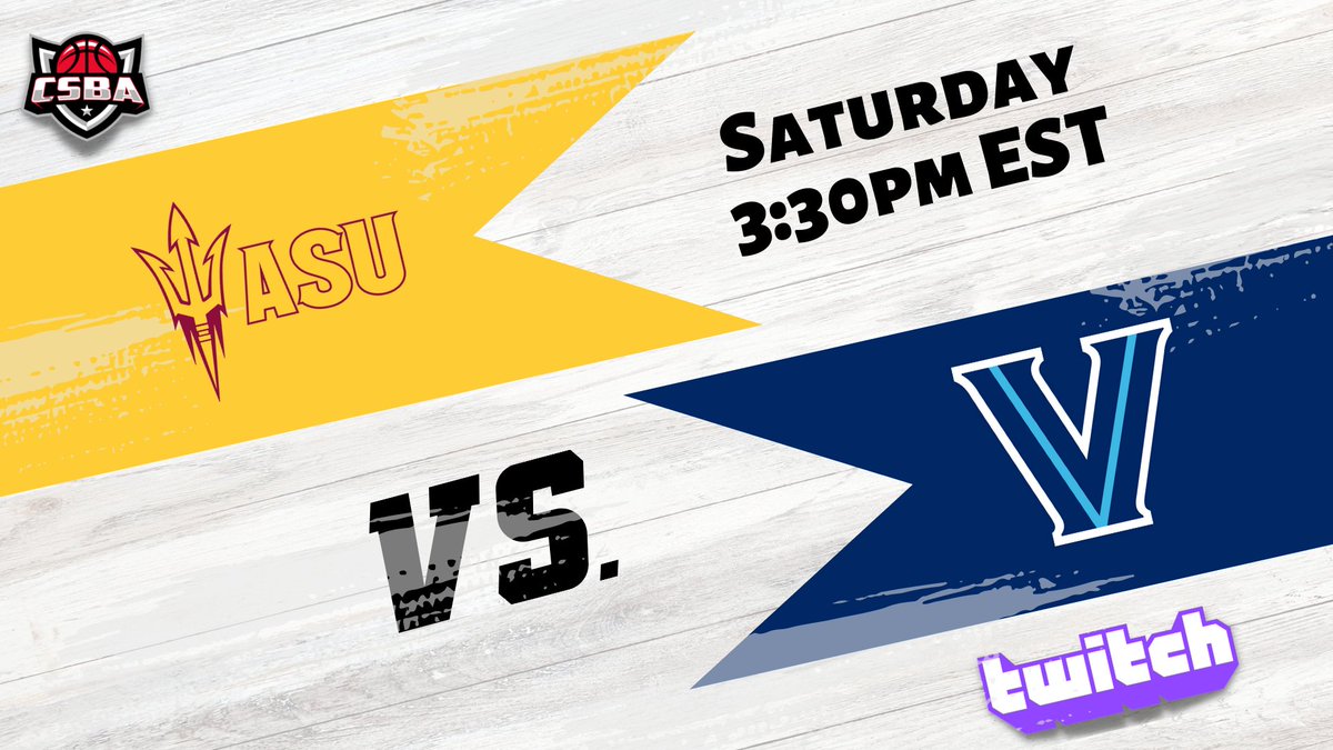 Game #3 of Saturday afternoon hoops!   #19 ASU vs #16 Villanova.   Could be our best match up the afternoon.  You wont want to miss this one!

Tune into all the action right here:
twitch.tv/c_s_b_a