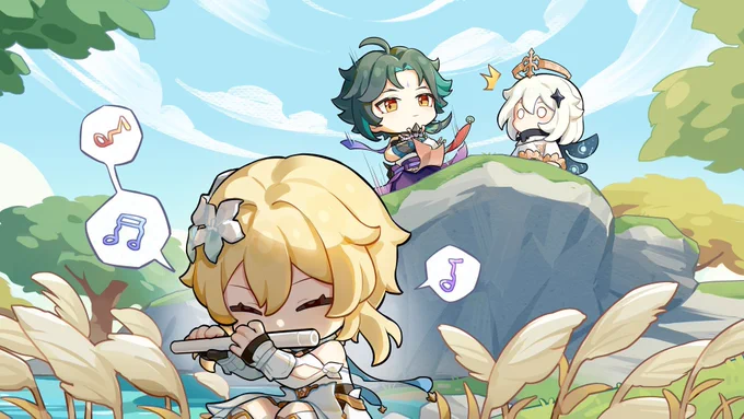 All CN birthday event pictures with Lumine✨
They're official!

Liyue characters 
(Mondstadt above) 