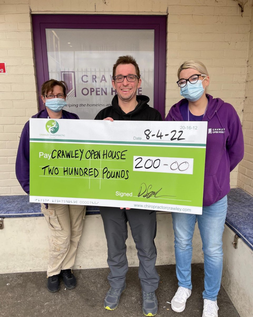 A huge thank you to Dr Danny Scahill and everyone at Crawley Chiropractic Centre in Astral Towers, Manor Royal, who have supported Crawley Open House for many years.

Danny dropped in another amazing donation - thank you so much!

#homelessness #homeless <a href="/CrawleyChiro/">Dr Danny Scahill</a>
