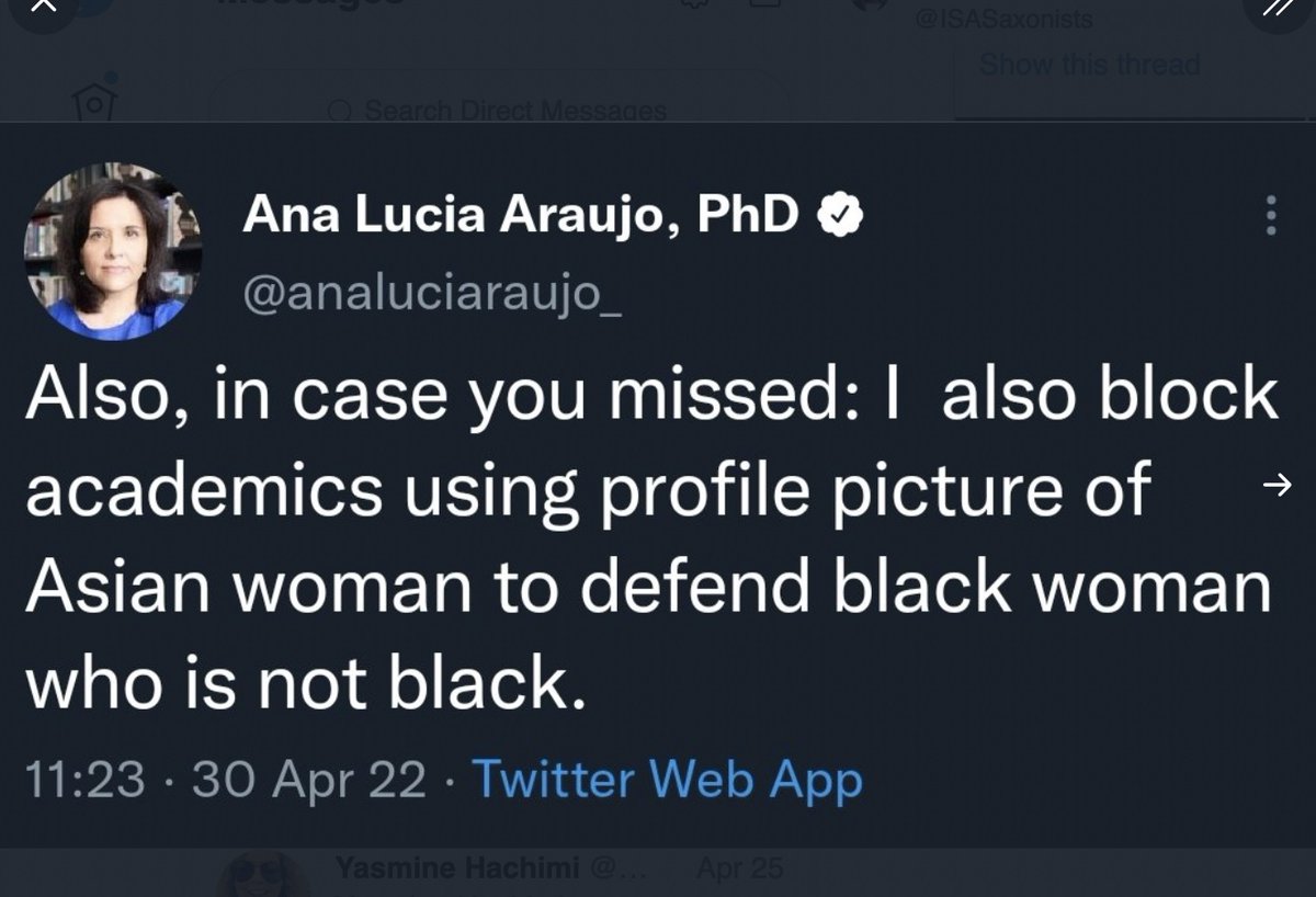 #WhiteAcademicWomenandTheirRacism a thread because I wake up to white-skinned latina @analuciaraujo_ claiming the right to determine who is Black and who isn't in her defense of @SarahEBond. This not a subtweet. I'm sick of you people.