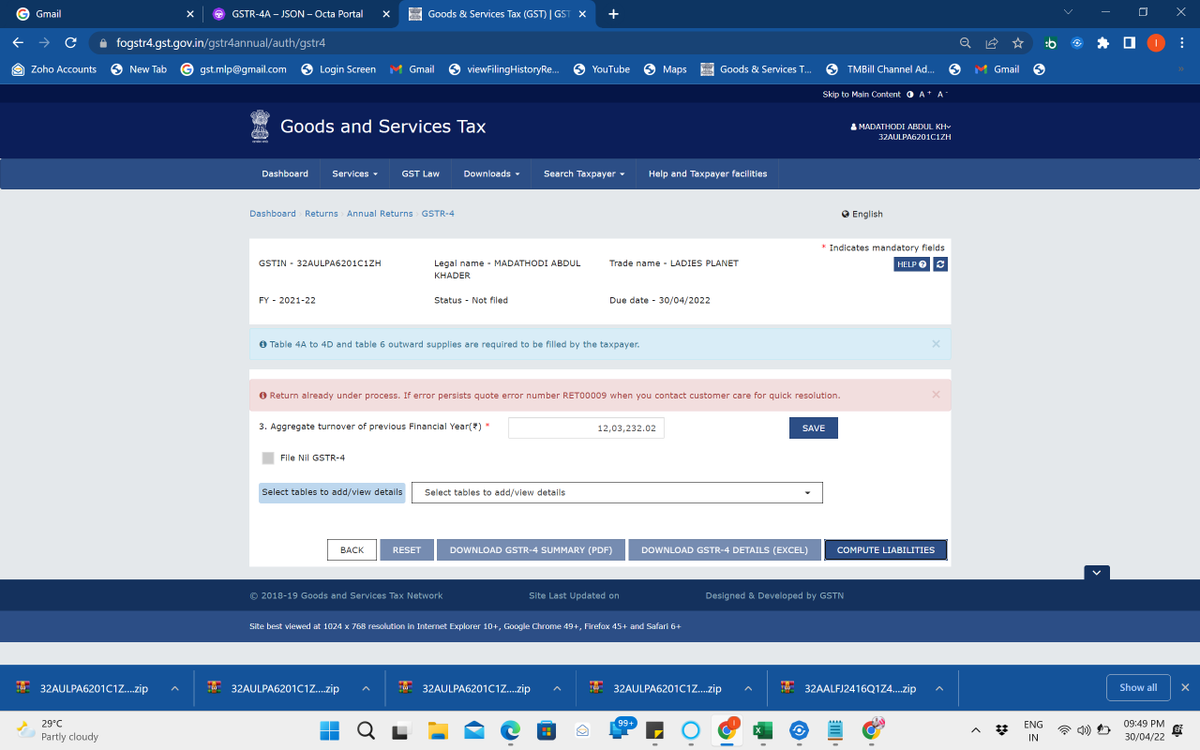 illiyasca's tweet photo. @GSTN_IT @Infosys_GSTN #GSTR4 error https://t.co/N01xl6VE2L