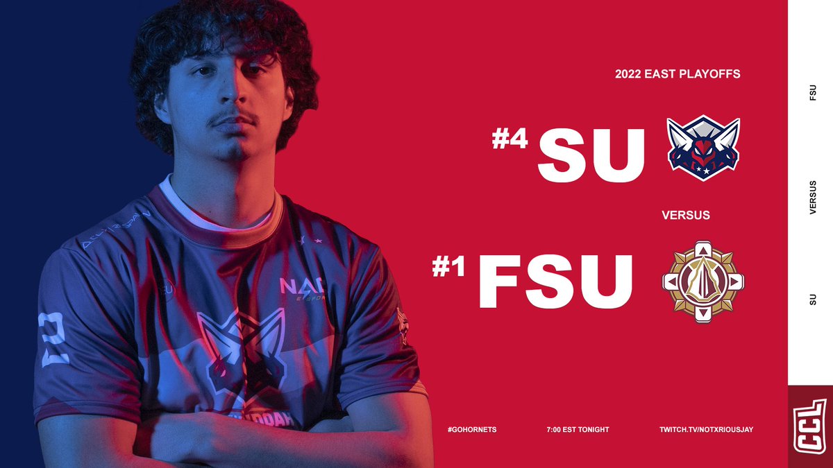 🚨 IT'S [PLAYOFFS] GAMEDAY 🚨

2022 <a href="/CollegeCoD/">College CoD</a> Playoff action kicks off for us tonight as we have a big rematch against <a href="/FSUCallofDuty/">Florida State Call of Duty</a>!

📺 twitch.tv/notxriousjay
⏰ 7:00p EST

#GoHornets