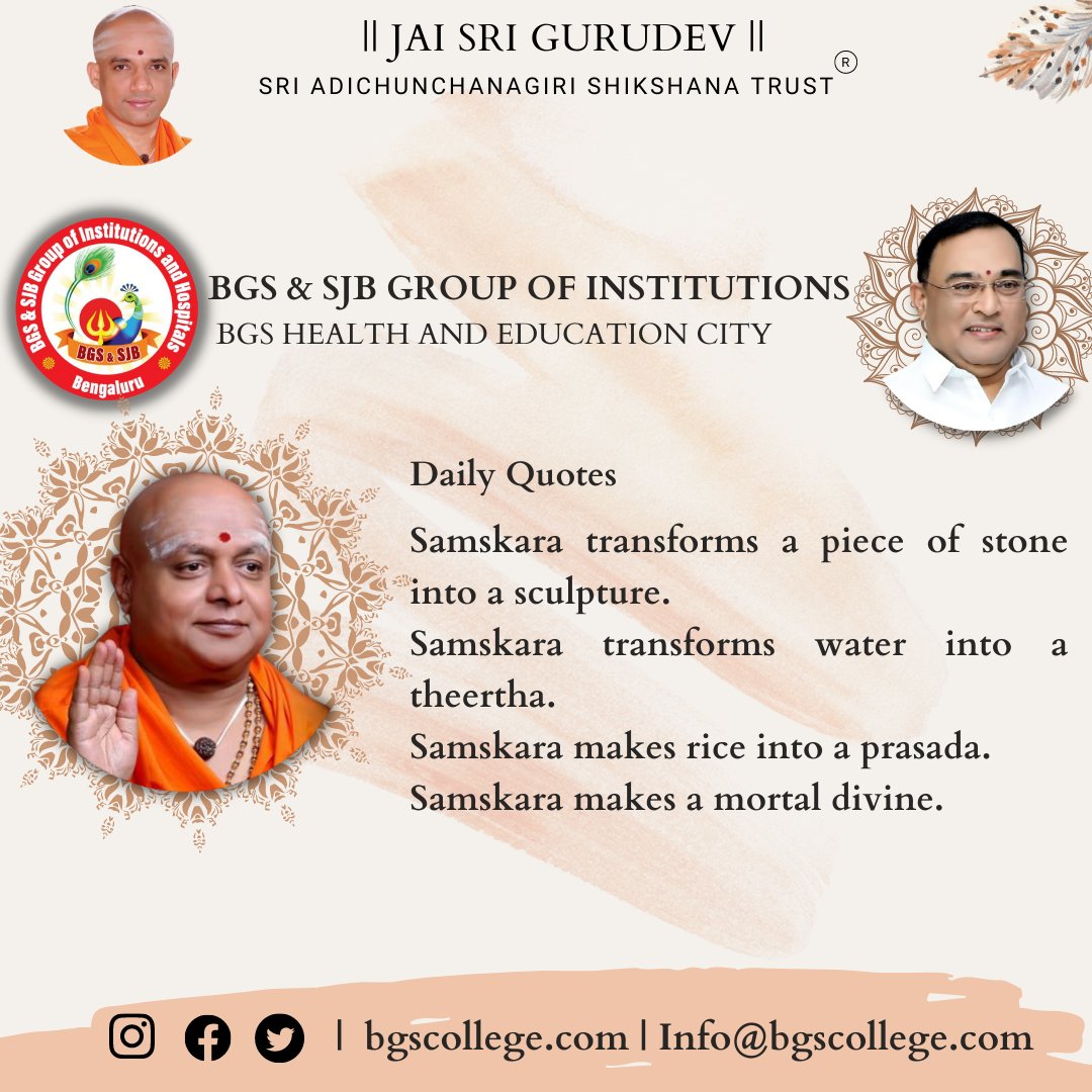 BGS &amp; SJB group of Institutions - Daily quotes

#BGS #BGSandSJB #BGSIRS #BGSIAS #BGSNPS #BGSPS #SJBIT #BGSSAP #SJBSAP #Bengaluru #SJBCMS #BGSPU #BGSGIMS #BGSPS #SJBFashion #SJBInteriorDesigning #BGSNursing