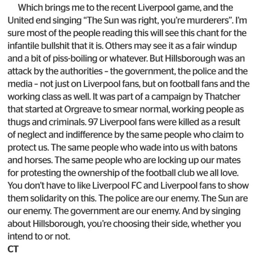 Couple of bits in the latest <a href="/UWSmag/">United We Stand</a> regarding recent chants at Anfield.

#mufc 🇾🇪