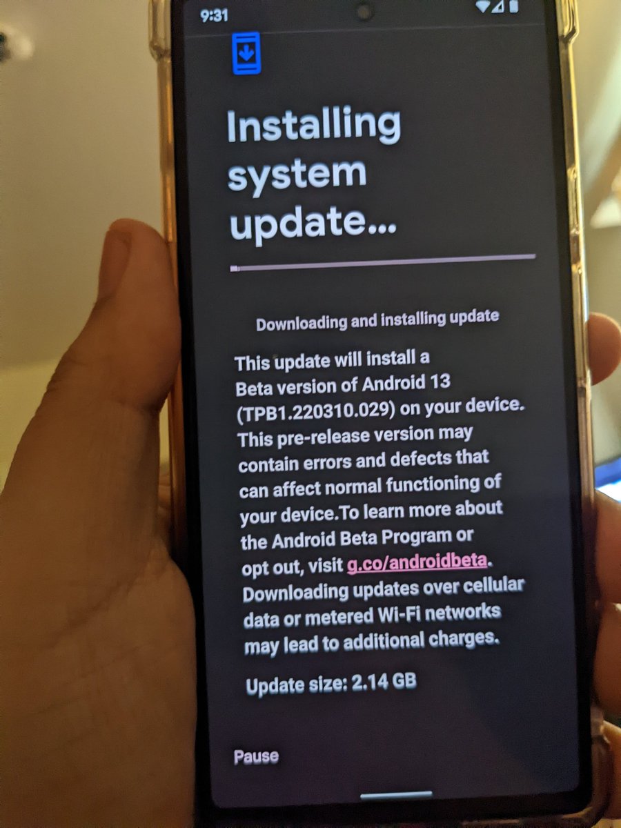 Aloha_Android's tweet image. Ok I&apos;m doing it. Installing #android13beta1 on #pixel6