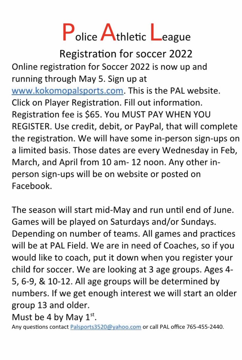 brandonchap9's tweet photo. Youth soccer league opportunity! https://t.co/K3X9w4NkBR