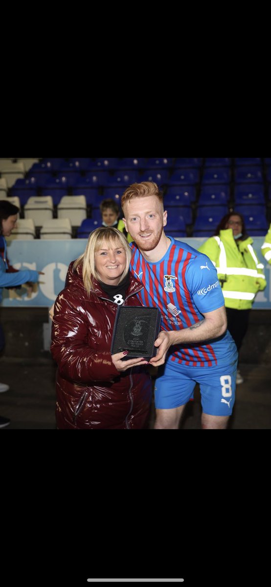 Delighted to receive Fans Player Of The Year Award!! After the hardest year of my life I would like to thank every Fan, Friend &amp; Family member for your amazing support! The show goes on… bring on the play offs ❤️💙⚽️<a href="/ICTFC/">Inverness Caledonian Thistle FC</a>