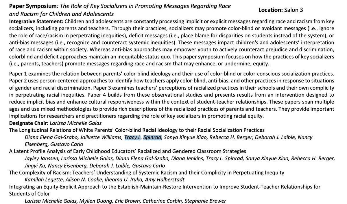 SonyaXinyueXiao's tweet photo. @SocSciSpinrad's Kindness in Development #KIDlab has several presentations throughout the conference. This is the culmination of 7 years? (since I joined ASU) of my hard work with Tracy @DianaEGal @_rhberger and many others. Excited and grateful! @ASUResearch @SRCDtweets https://t.co/rcI4CELHFD