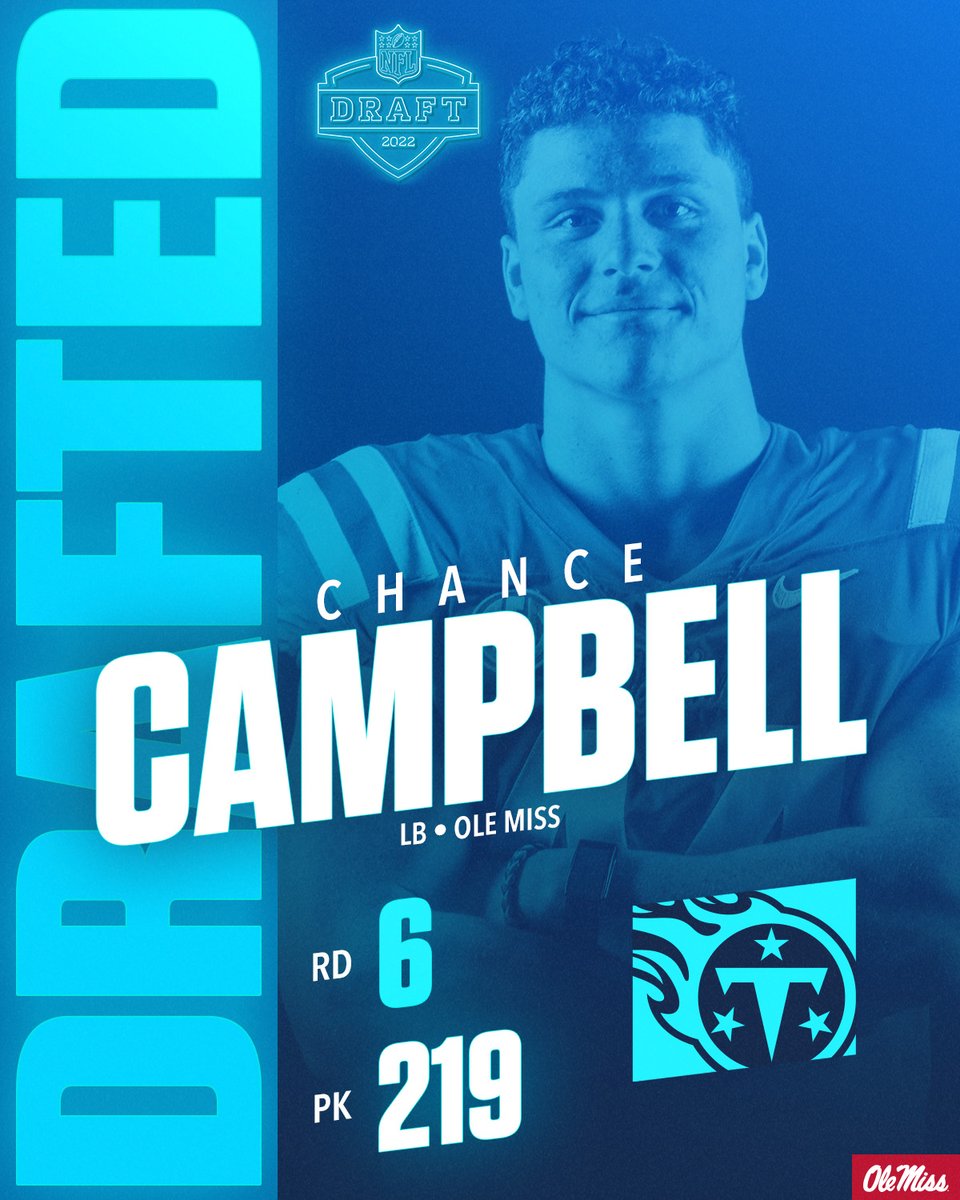 Another Reb off the board. 

@titans select <a href="/ccam42/">Chance Campbell</a> in the 6th round of the #NFLDraft.