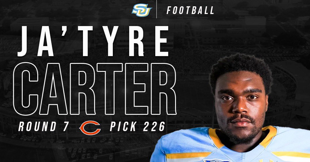 GeauxJags's tweet photo. He’s headed to CHICAGO

Congratulations @CarterJaTyre ! History Made. Forever a Jaguar. 

#ProwlOn | #GeauxJags | #NFLJag https://t.co/HKpFGeYApn