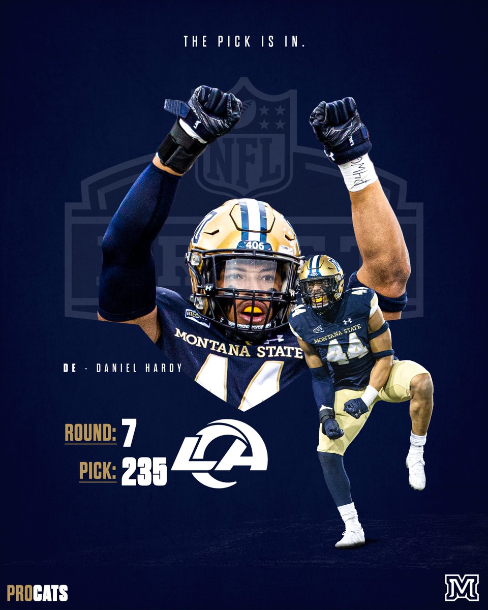 With the 235th pick in the NFL draft, the <a href="/rams/">Rams</a> select Daniel Hardy!!

Congrats Daniel!

#BobcatBuilt | #ProCats