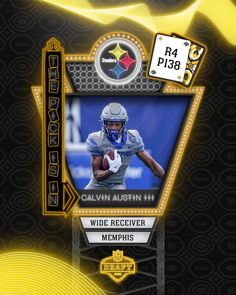 With the 138th pick in the #NFLDraft, we select WR Calvin Austin III. #SteelersDraft