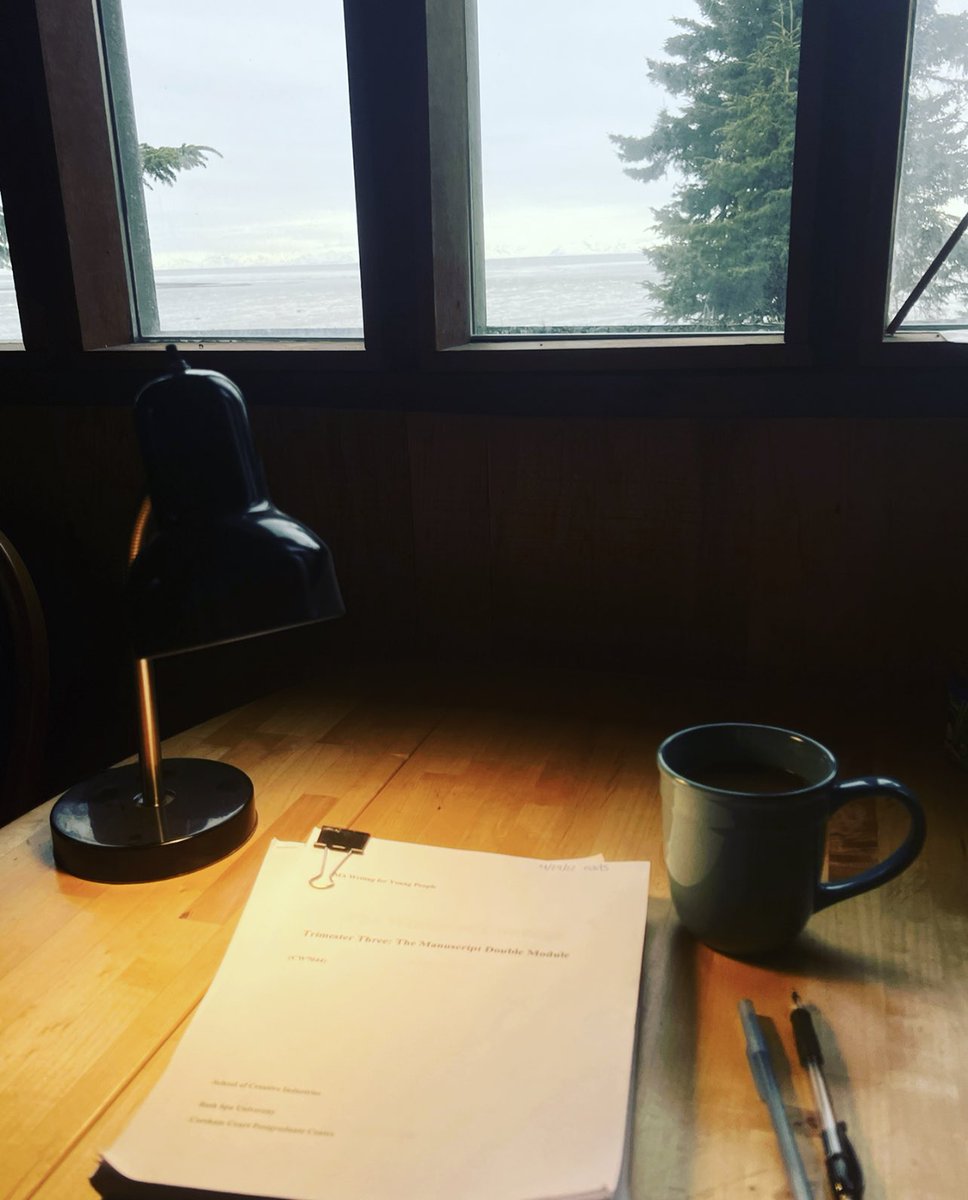 CynthiaNotti's tweet photo. Hibernated away to the cabin to finish my #mawfyp manuscript. I have views of the ocean for inspiration and . . . Instant coffee 😬 to keep me awake. 🤨 https://t.co/unXihj5SOf