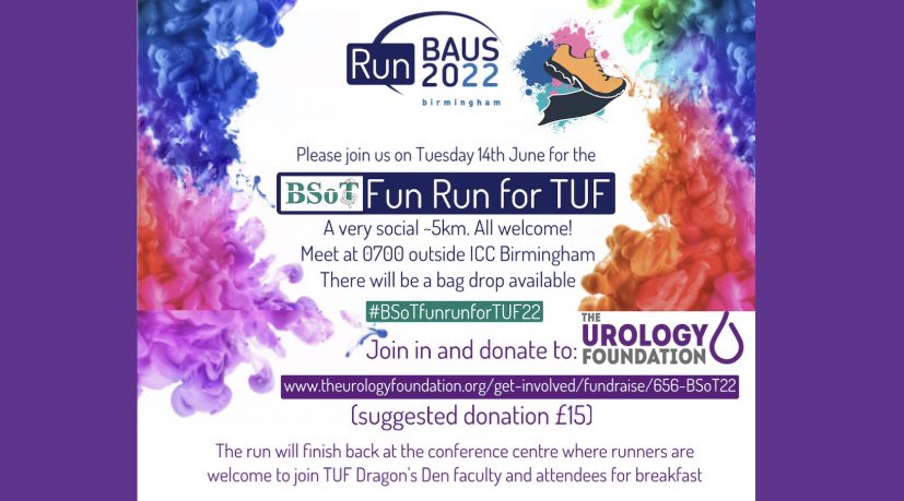BSoT_UK's tweet photo. β± Early bird discount for #BAUS22 ends 1st May 2022 - Fantastic programme (13-15th June) lined up!
Please bring your trainers on Tues 14th June for a social 5k run raising money to support @TUF_tweets π
π» Register here for #BSoTfunrunforTUF22:
https://t.co/3B5nDKFq2R https://t.co/HHdoZHDQcz