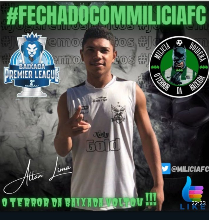 MiliciaFc's tweet photo. Fechado com o Milícia F.C ⚽ 

Meio Campo: Allazinho https://t.co/dnZHBxDciM