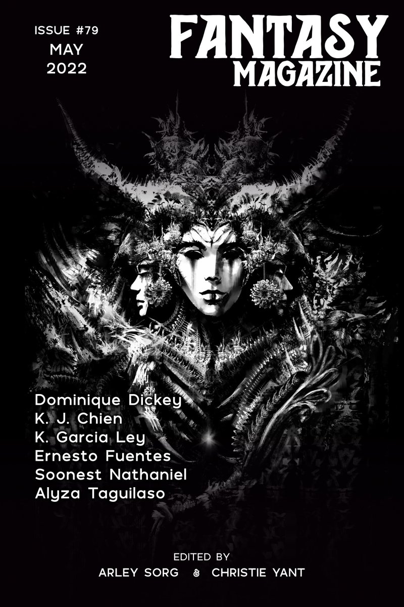 FantasyMagazine's tweet photo. In May!

Original Fiction &amp; Poetry by:

Dominique Dickey @DomSDickey

K.J. Chien

Alyza Taguilaso

Ernesto Fuentes @nerdy3rnie

Soonest Nathaniel

K. Garcia Ley @KGarciaLey

PLUS an interview: @blackpotmojo @TroyLWiggins &amp; @panmorigan

Read the Fantastic🧚🏽
https://t.co/Pex5obvJRr https://t.co/pr1UVimwKx