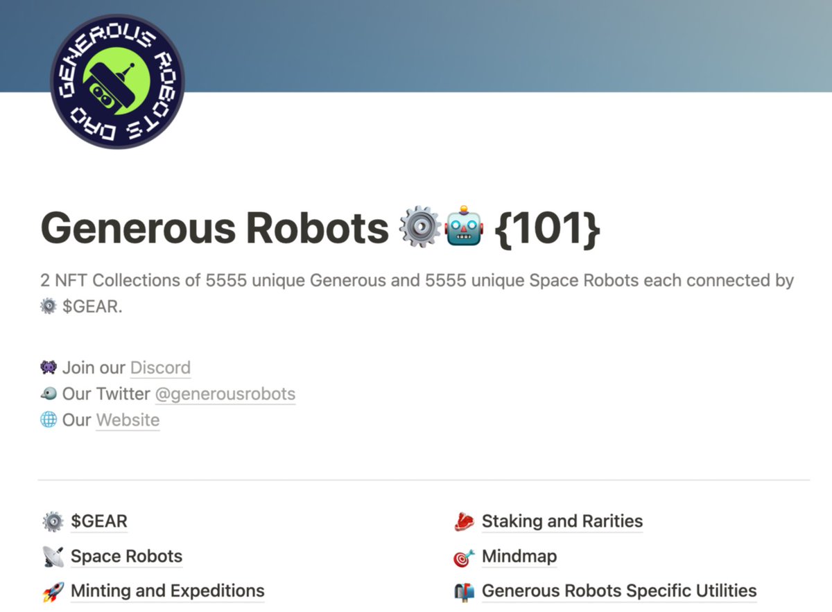 Check out the GR Whitepaper. 

An overview of our utility, vision and future plans.

A great starting document for all the new generous and space robots holders! 

whitepaper.generousrobots.com