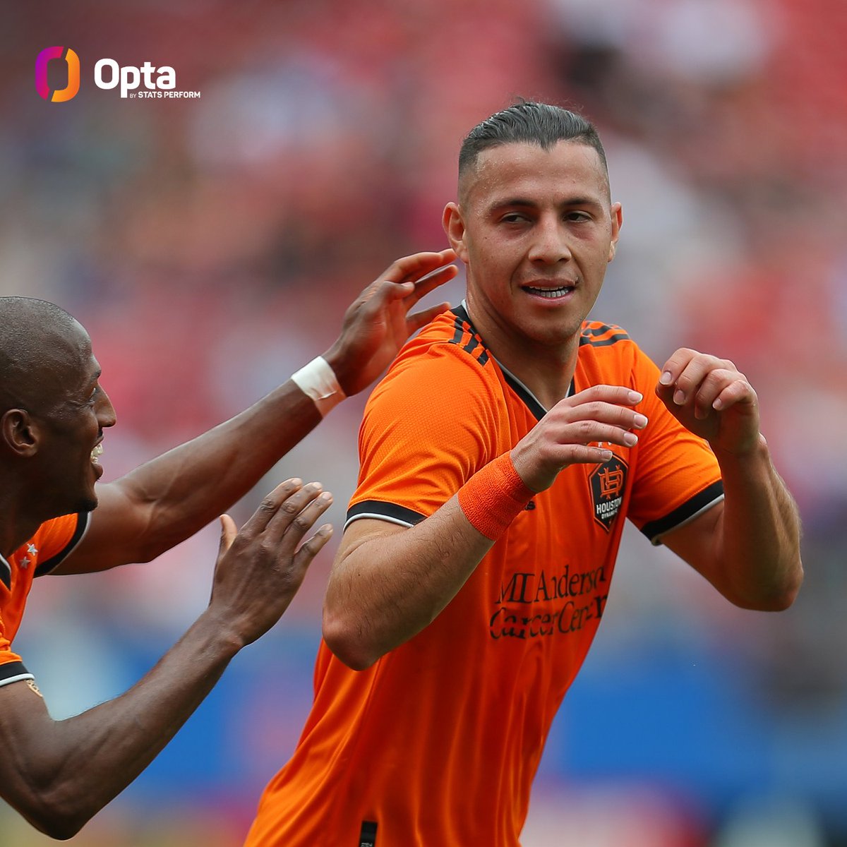 OptaJack's tweet photo. 61 - Sebastián Ferreira's goal from 61 yards for @HoustonDynamo is the longest in @MLS since @WayneRooney's goal from 68 yards in 2019. Liftoff. https://t.co/NsClX6QTH7