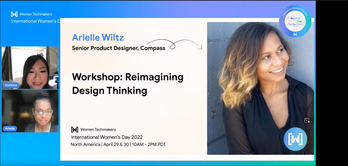 ManuDevOps's tweet photo. Attending Reimagining Design Thinking by Arielle Wiltz on IWD NA @GoogleDevsNA #IWDNorthAmerica #ProgressNotPerfection https://t.co/cCElUEZBOQ