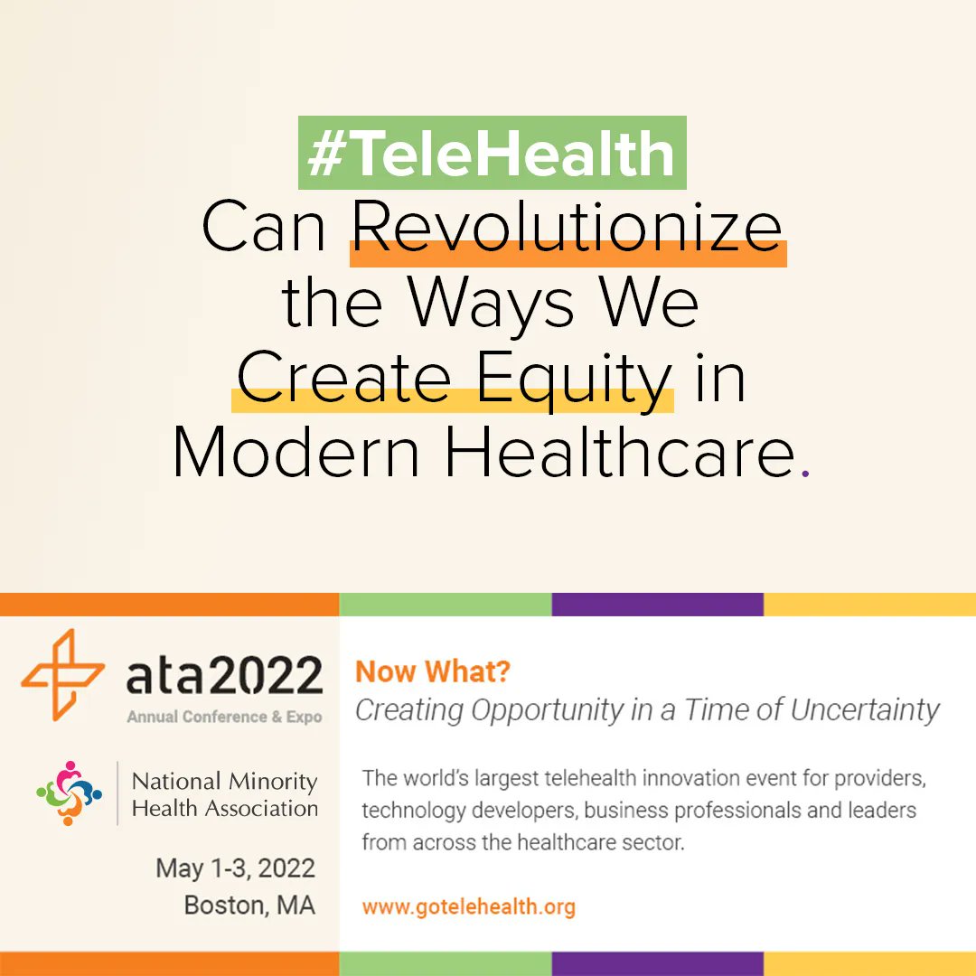 What do the benefits of #telehealth look like in underserved communities? From lower operating costs to improved patient/provider experiences- we're excited to hear more at #ATA2022 on #HealthTech. Visit thenmha.org &amp; learn more about our own impacts on health equity.