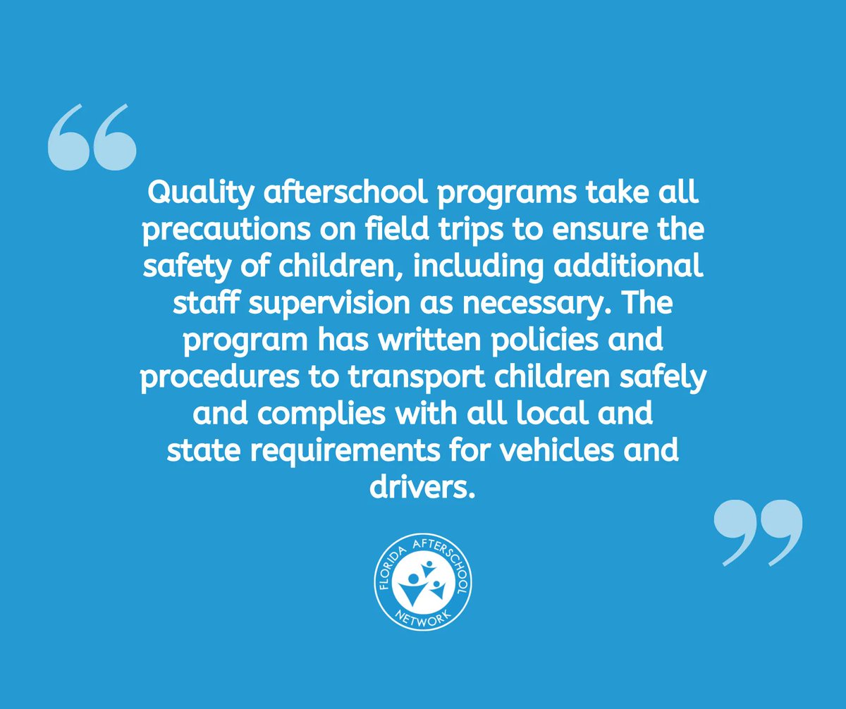 FLafterschool's tweet photo. #QualityAfterschool means ensuring the safety of all children, inside and outside of your programs walls. Learn why #QualityCounts for #FLafterschool programs at https://t.co/RADip1NRnR https://t.co/aZl7SUEHO3