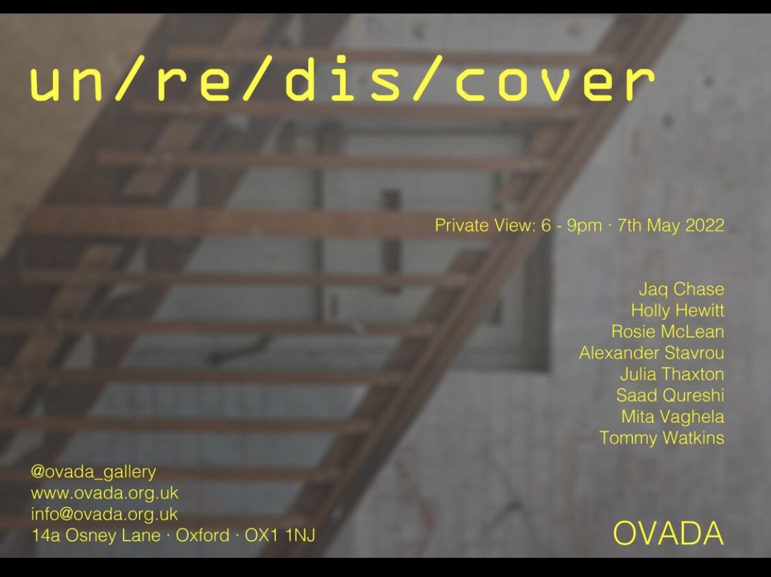 Join us on May 7th at 6pm <a href="/OVADA_Gallery/">OVADA</a> #oxfordshireartweeks