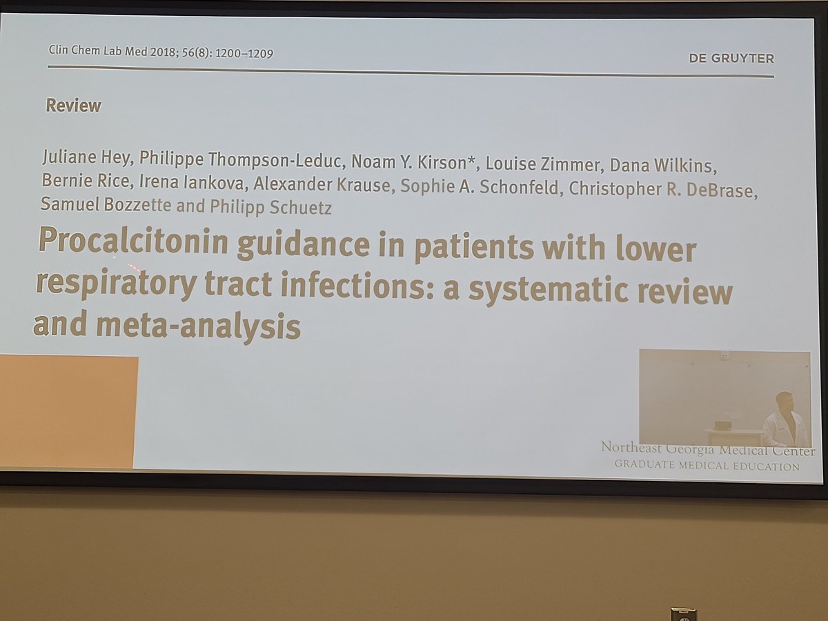DocJim123's tweet photo. 'Tis the season of the #CAT #CriticallyAppraisedTopic @GMEInternalMed @ngmcgme where residents find evidence through #literaturesearching which makes them #HardwiredforExcellence in finding answers to questions about best testing &amp; treatments. #pneumonia #procalcitonin https://t.co/rAux0mlr6n