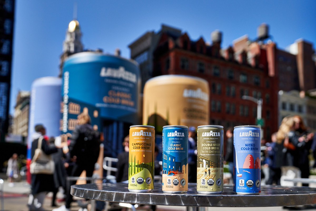 LavazzaUSA's tweet photo. Four new blends just in time for warmer weather. We launched #LavazzaColdBrew in the middle of NYC and coffee lovers can’t get enough. Shop these new flavors at https://t.co/cOG4XrsM33 or stop by Madison Square Park through May 1st to grab a free sample. #SipIntoOrganic https://t.co/M1ygvKjx5G