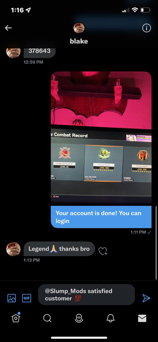 Slump_Mods's tweet photo. Satisfied customer 💯
Dm if interested 
#gtamods #gtamodder #ps3mods #moddingps3 #ModernWarfare  #MW #moneydrop #buymods #bo2mods #awmods #mwhacks #mwmods #codmods #bo3mods #moddedbo3account https://t.co/ijb8HmzDz4
