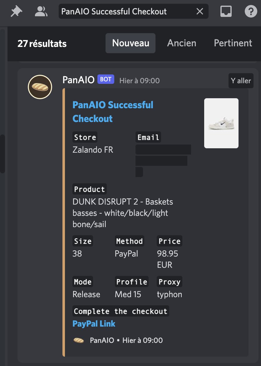 I have miss to post my success 😅
Bot : <a href="/panaiobot/">PanAIO</a> 
CG : <a href="/thesoleradar/">soleradar</a> <a href="/EscapeNotify/">Escape</a> 
Proxies : @TyphonProxies 
Runner for <a href="/TheCloudACO/">Cloud ACO</a>