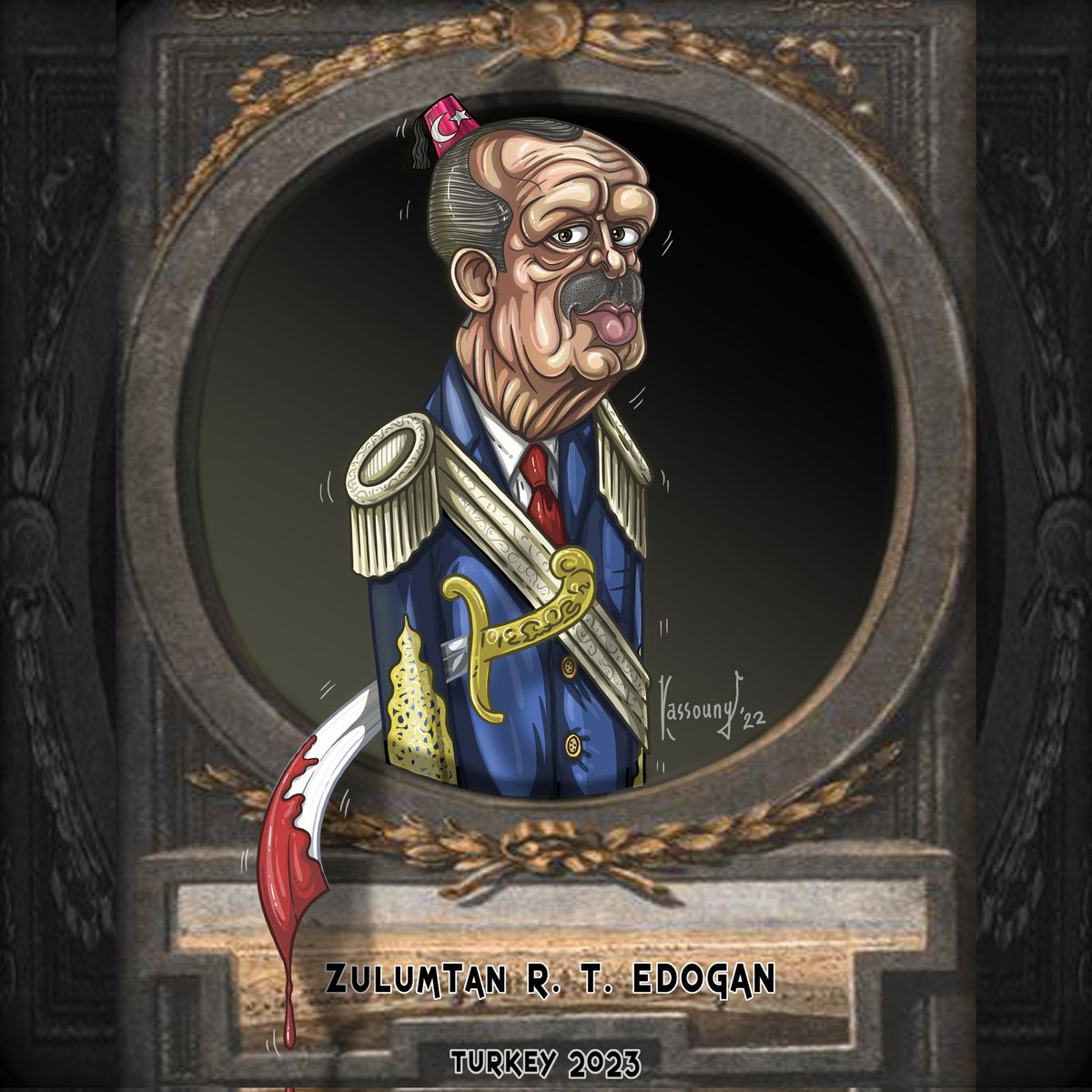 PUSH2oons's tweet photo. Zulumtan R. T. Erdogan, on his way to election 2023 in Turkey!
- The New Red Zultan!
#pushtoonz #push #kassouny #sultan #Erdogan #receptayyiperdoğan #zulüm #redsultan #Turkey #türkiye #dictator #freedomofspeech #humanrights #cartoon #armeniangenocide #turkey2023 #elections https://t.co/nBremc9EAA