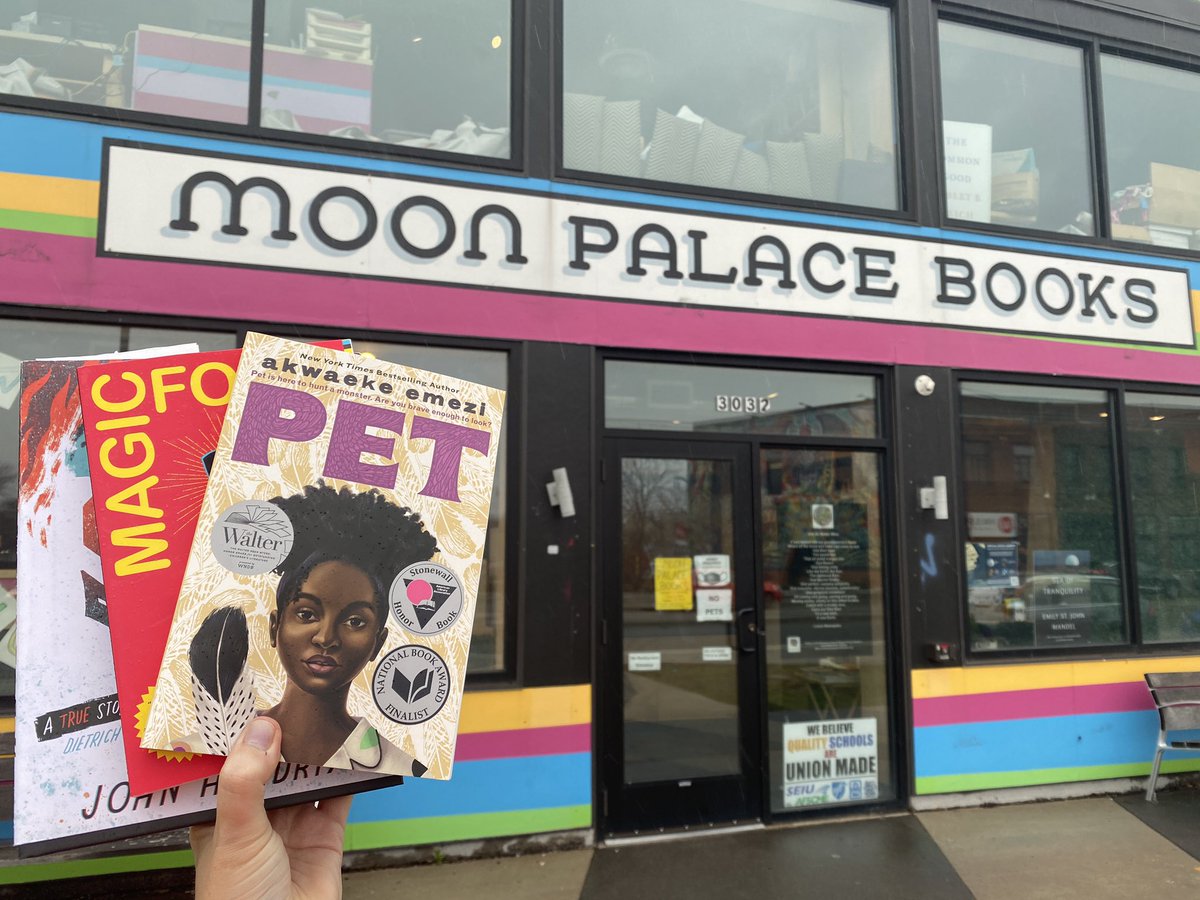 Brooke - Mayor of Delightville (@proptartmn) on Twitter photo Got to <a href="/MoonPalaceBooks/">abolish the police</a> right before the rain started up again. I found Pet by Akwaeke Emery, Magic for Liars by <a href="/GaileyFrey/">gaileyfrey</a>, and a special bonus from the used section: The Faithful Spy from <a href="/HendrixArt/">John Hendrix</a>. #IndependentBookstoreDay Got to <a href="/MoonPalaceBooks/">abolish the police</a> right before the rain started up again. I found Pet by Akwaeke Emery, Magic for Liars by <a href="/GaileyFrey/">gaileyfrey</a>, and a special bonus from the used section: The Faithful Spy from <a href="/HendrixArt/">John Hendrix</a>. #IndependentBookstoreDay