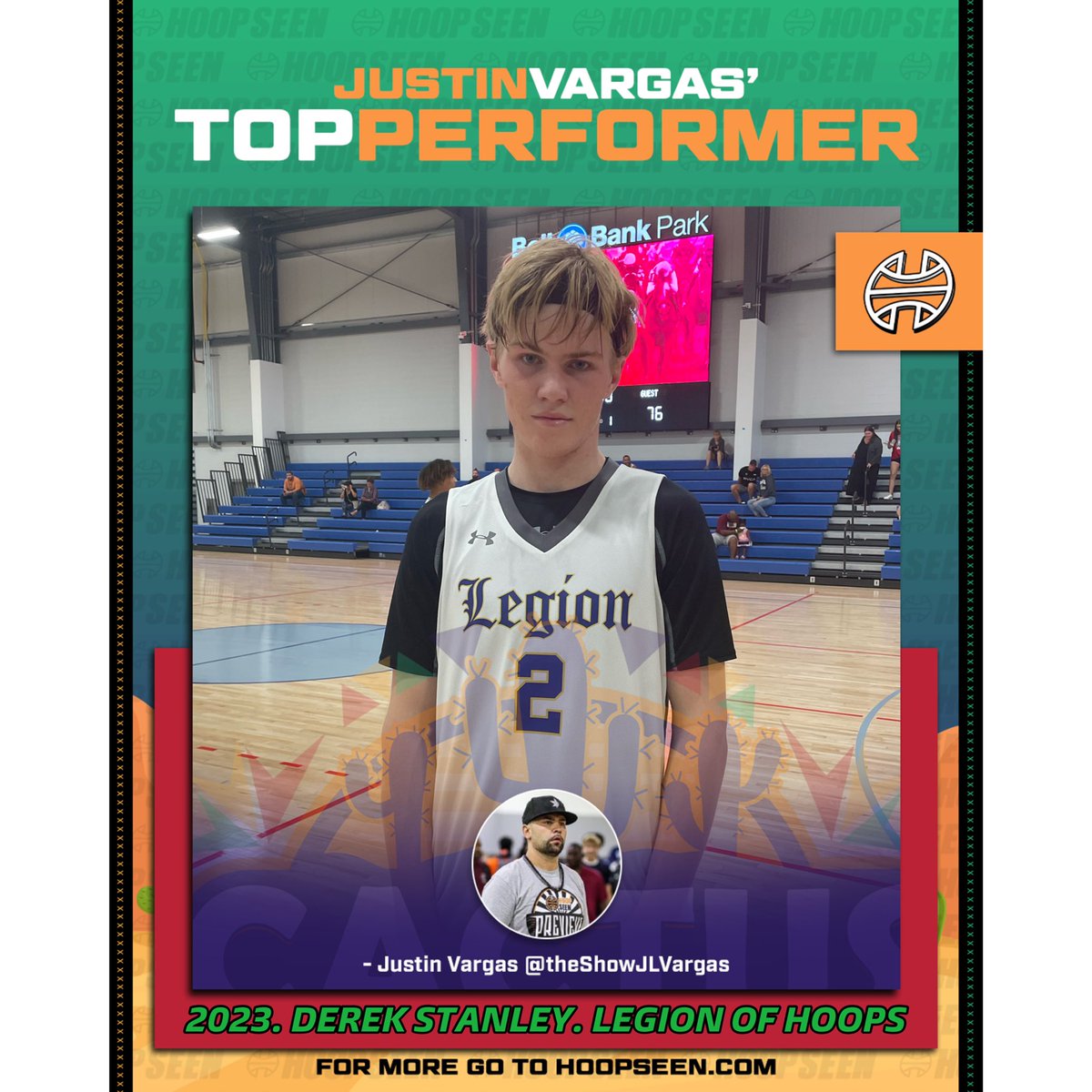I really came away impressed after my 1st time seeing Legion of Hoops 6’4 SG Derek Stanley from Yuma. Has a really nice all-around game and plays extremely hard.  Great motor and much more athletic then you might think. Has a nice little handle and can knock it down from deep.