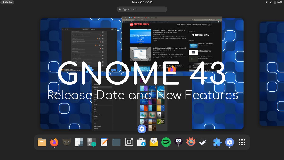 #GNOME 43 Release Date Slated for September 21st, 2022 9to5linux.com/gnome-43-relea…

<a href="/gnome/">GNOME</a> #Linux #OpenSource