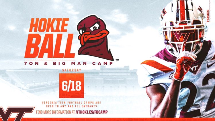 Come compete and show us your skills this summer in Blacksburg! <a href="/HokiesFB/">Virginia Tech Football</a>